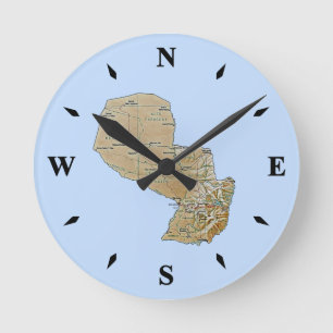 Paraguay Karta Clock Rund Klocka
