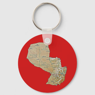 Paraguay karta Keychain Nyckelring