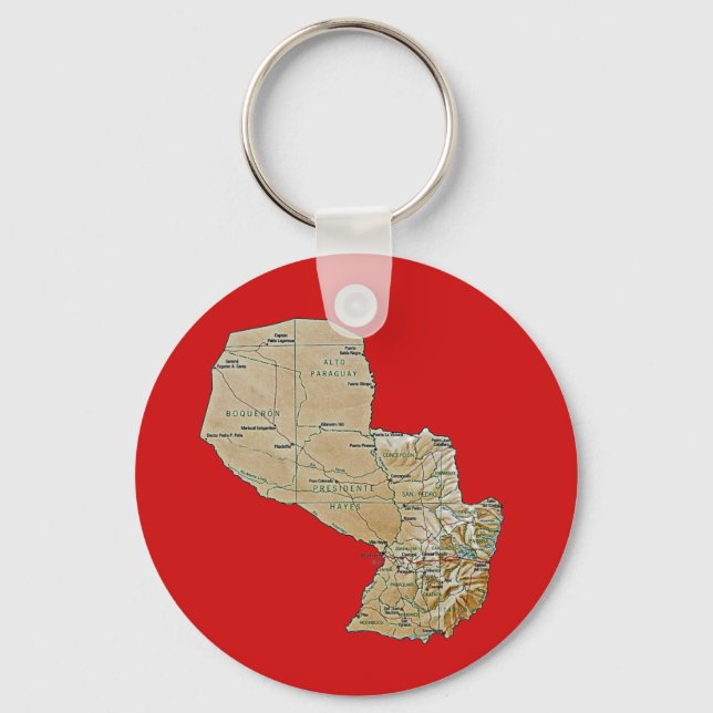 Paraguay Karta Keychain Nyckelring (Framsida)