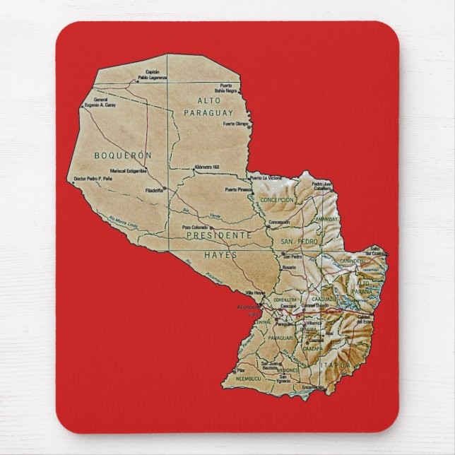 Paraguay Karta Mousepad Musmatta (Framsidan)