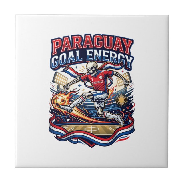 Paraguay Mål Energi Skelett Anfallare Nationer Fet Kakelplatta (Framsidan)