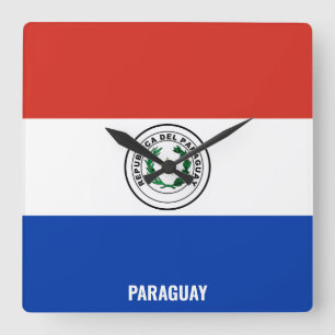 Paraguay National Flagga Patriotic Fyrkantig Klocka