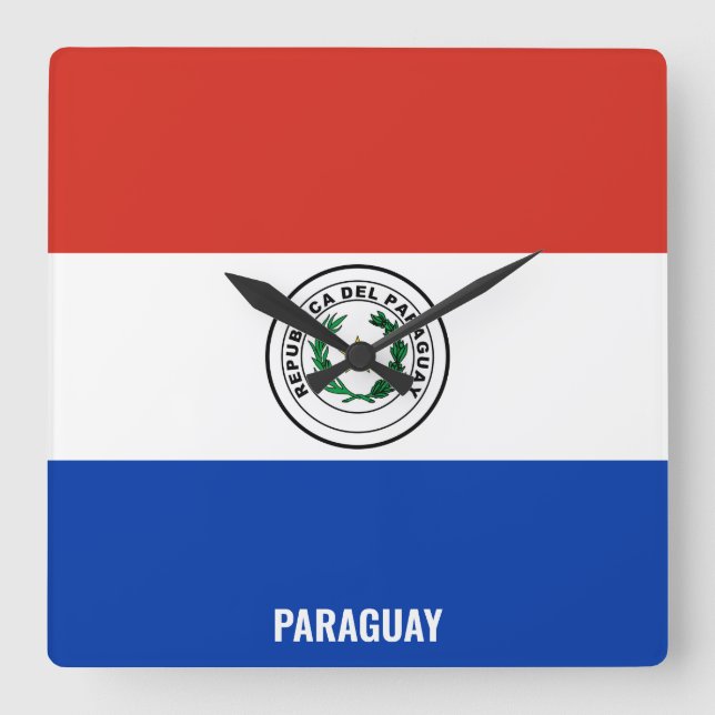 Paraguay National Flagga Patriotic  Fyrkantig Klocka (Framsida)