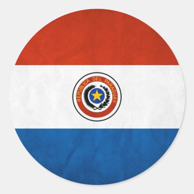 Paraguay National Flagga Runt Klistermärke (Framsida)