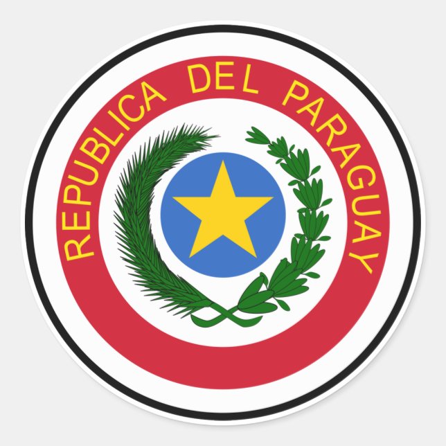 Paraguay National Flagga Runt Klistermärke (Framsida)