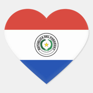 Paraguay (Paraguayan) Flagga Hjärtformat Klistermärke