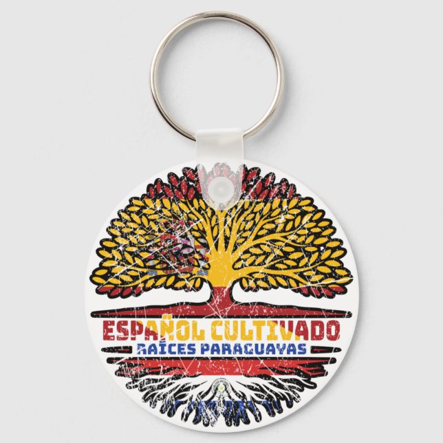 Paraguay Paraguayan Spanska Träd Roots Flagga Nyckelring (Framsida)