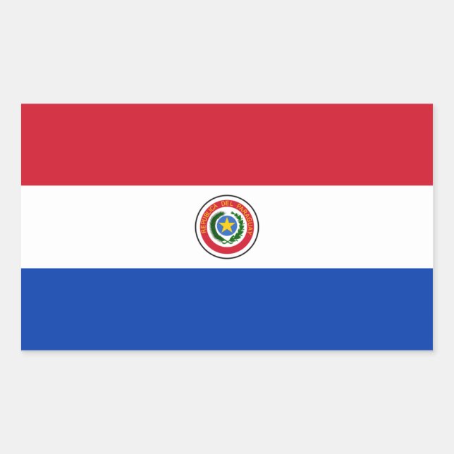 Paraguay/Paraguayanska Flagga Rektangulärt Klistermärke (Framsida)