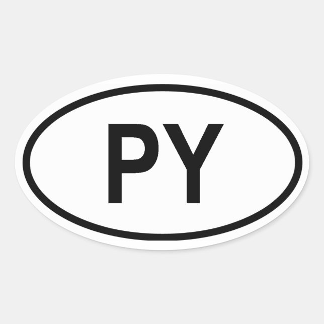 Paraguay "PY" Ovalt Klistermärke (Framsida)