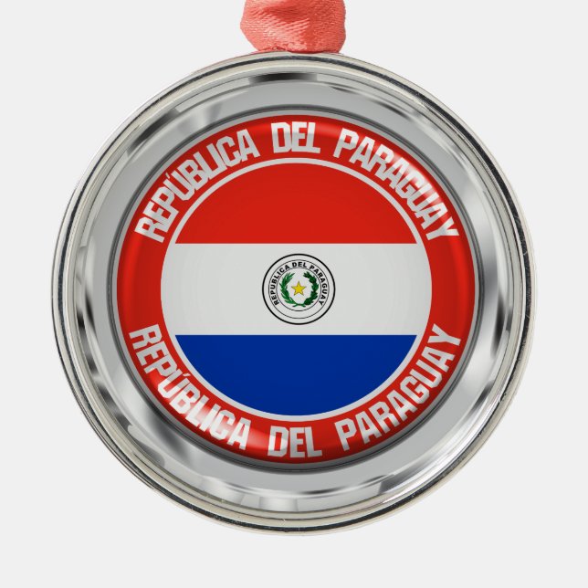 Paraguay Round Emblem Julgransprydnad Metall (Framsidan)