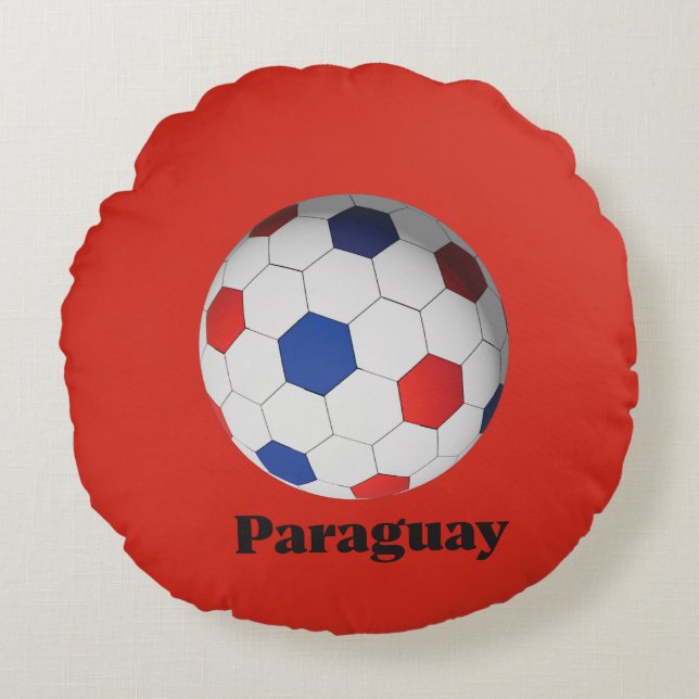 Paraguay Soccer Rund Kudde (Framsidan)