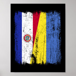 Paraguay Ukraina Halv Flagga Paraguaysk Ukrainsk H Poster