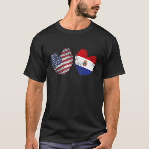Paraguay USA Heart American Flagga Paraguayan Flag T Shirt