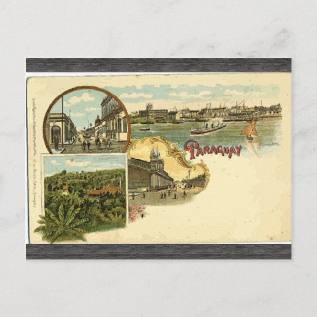 Paraguay, Vintage Vykort (Framsida)