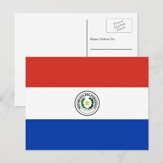 Paraguayanska Flagga, Paraguay-Flagga Vykort (Fram/baksida)