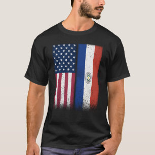 Paraguayanska Flagga USA och Paraguay Flaggor Prou T Shirt