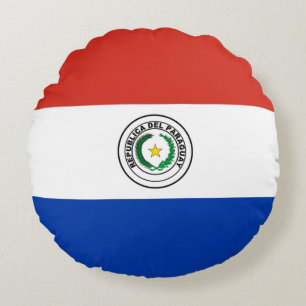 Paraguayanska flaggan rund kudde