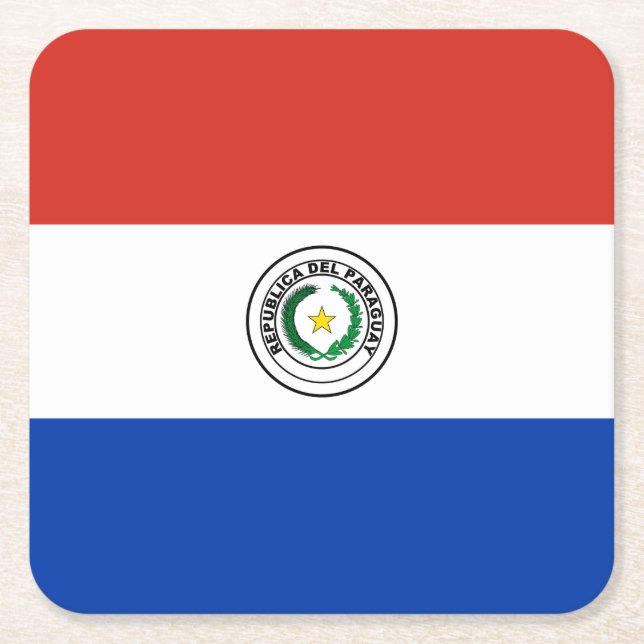 Paraguayanska flaggan underlägg papper kvadrat (Framsidan)