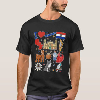Paraguayanska Hand plockade Symbols Paraguay Karta T Shirt