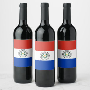 Paraguays flagga vinflaska etikett