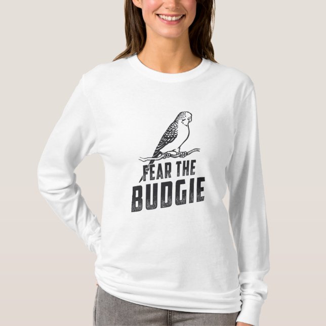 Parakeet Älskare fruktar Budgie Budgerigar Birds T Shirt (Framsida)