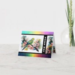 Parakeet and Cherry Blossoms Thank You Card Tack Kort