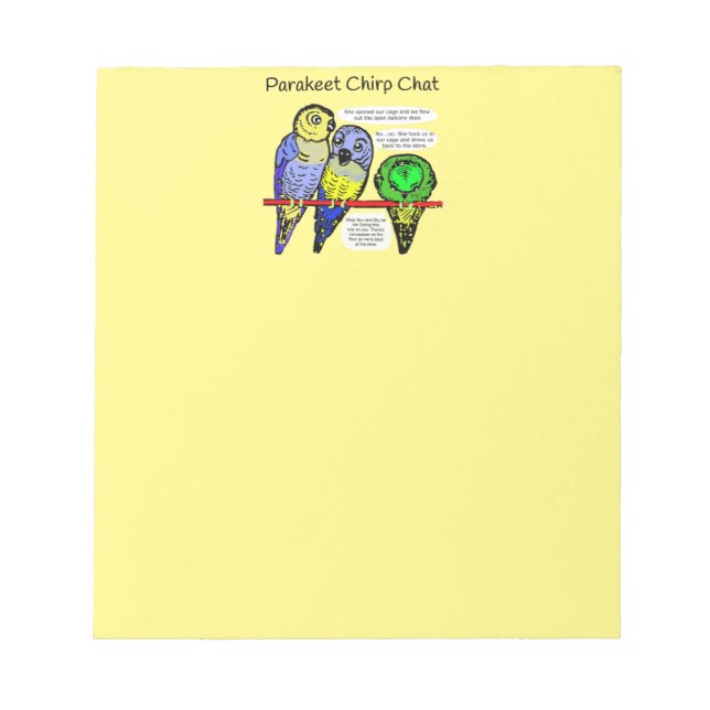 Parakeet Chirp-Chatta Obs! Anteckningsblock (Framsida)