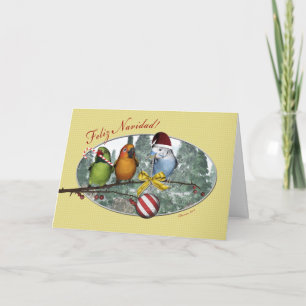 Parakeet Feliz Navidad Spansk julkort Helgkort