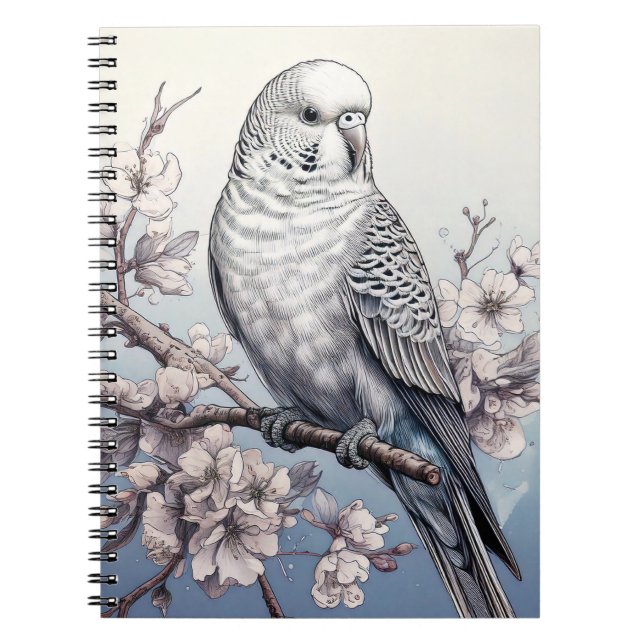 Parakeet in soft Blue Notebook Anteckningsbok (Framsidan)