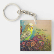 Parakeet med Folk Art Flowers