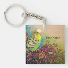 Parakeet med Folk Art Flowers