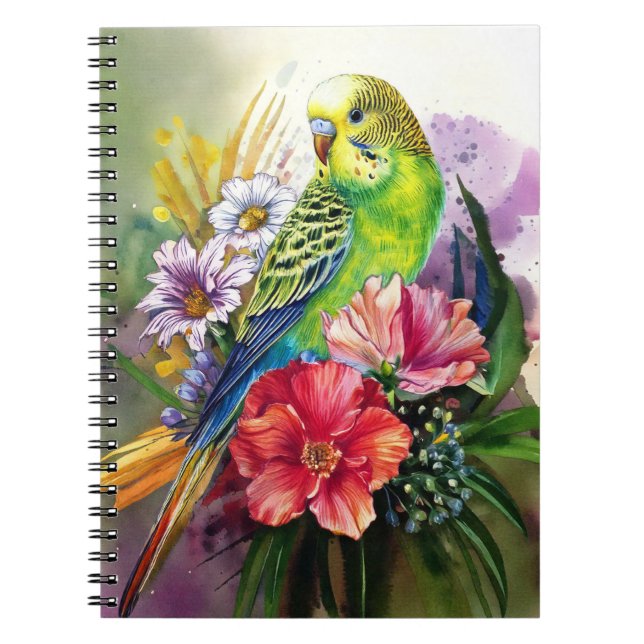 Parakeet och Flowers bärbara dator Anteckningsbok (Framsidan)