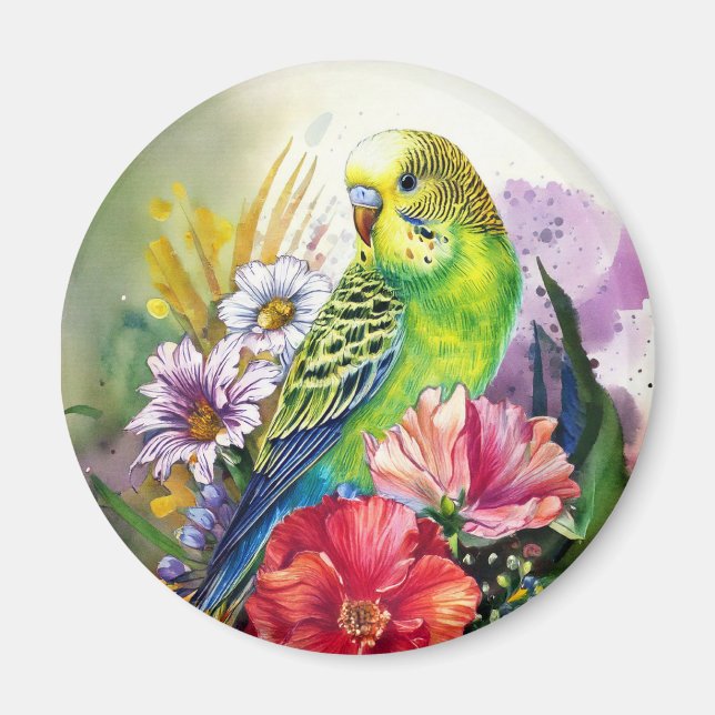 Parakeet och Flowers Magnet (Framsidan)