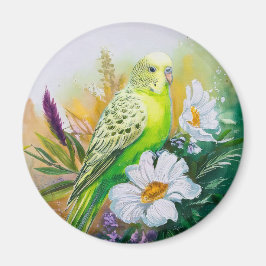 Parakeet och Flowers Magnet