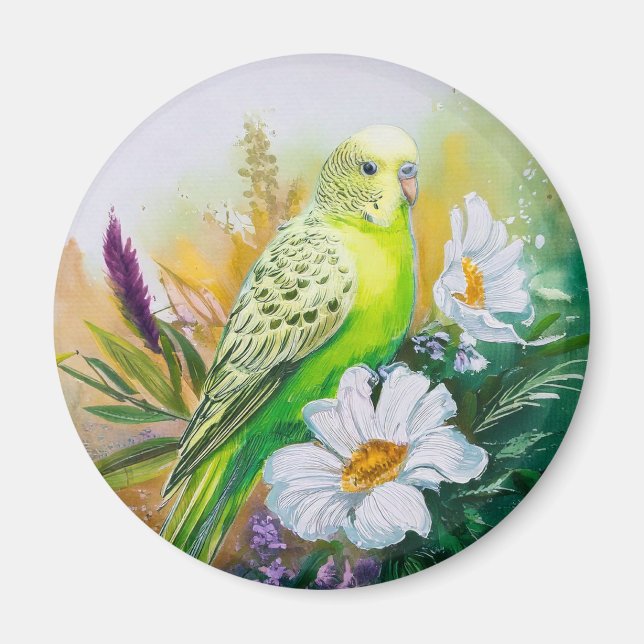 Parakeet och Flowers Magnet (Framsidan)
