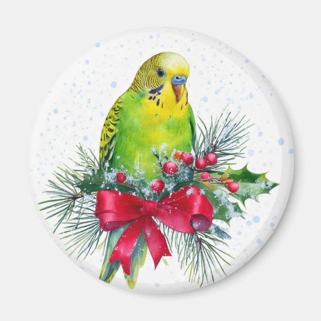 Parakeet och Helgdag Ribbon Magnet (Framsidan)