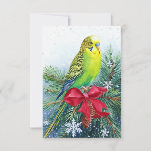Parakeet och julbalkort tack kort (Framsida)