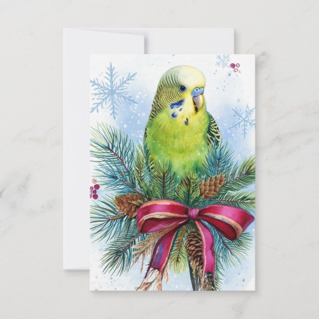 Parakeet och julklapp tack kort (Framsida)