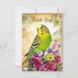 Parakeet och Wildblommor Tack Kort