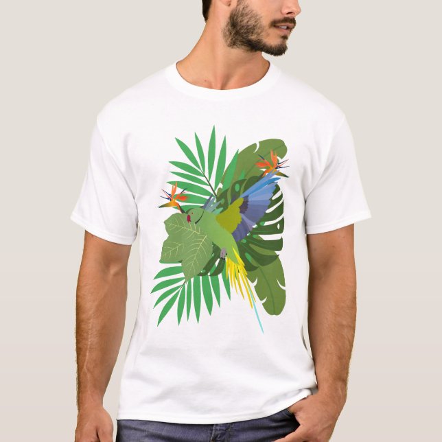 Parakeet with leaves t shirt (Framsida)