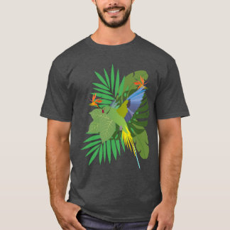 Parakeet with leaves t shirt