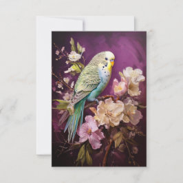 Parakit och Blommar Tack Kort