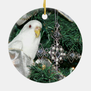 Parakiter i en julgran julgransprydnad keramik