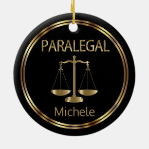 Paralegal ⚖ - Black och Guld Julgransprydnad Keramik