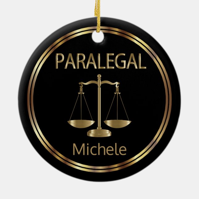 Paralegal ⚖ - Black och Guld Julgransprydnad Keramik (Baksidan)