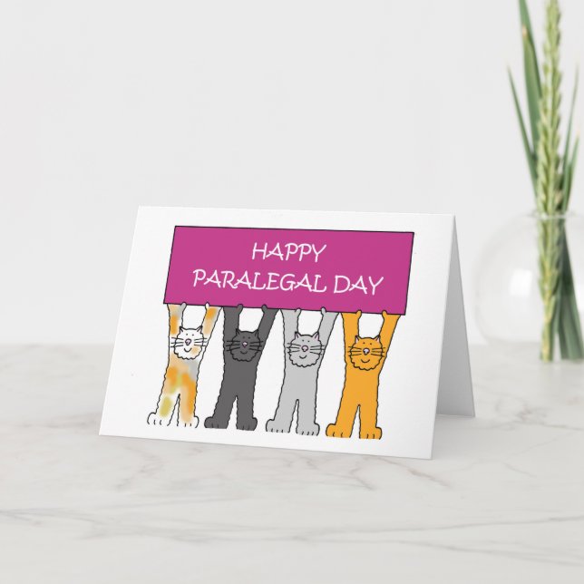 Paralegal Day, oktober, Cute Tecknad Cats. Kort (Framsida)
