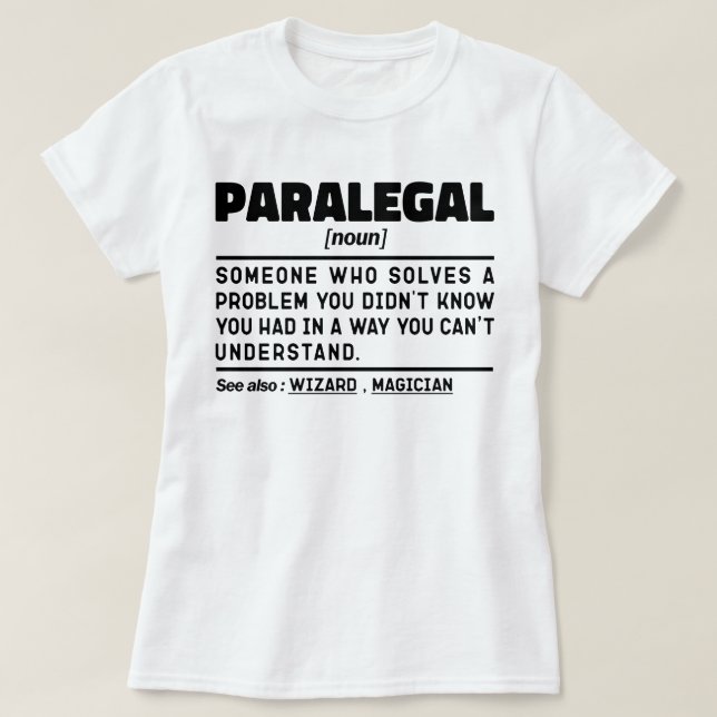 Paralegal Noun Definition Legal Assistant Humor T Shirt (Design framsida)