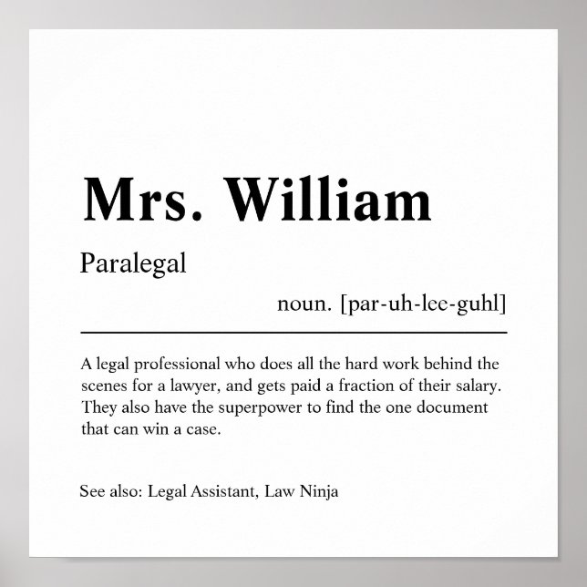 Paralegal Personlig Gift Poster (Framsidan)