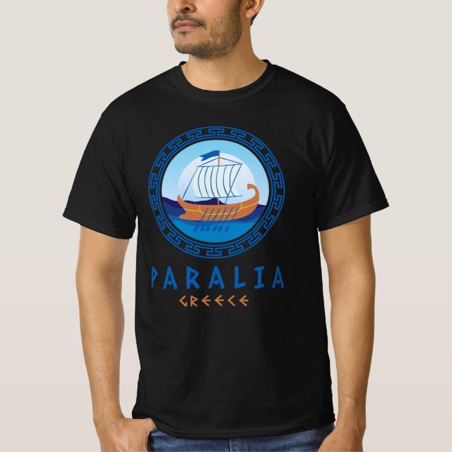 Paralia, Greklands grekiska Frakt Design Manar T Shirt (Framsida)