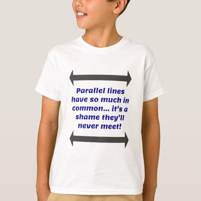 Parallel Linjer Math Joke T Shirt (Framsida)